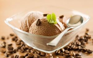 Coffee Ice Cream With Mint Leaf