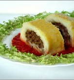 Potato roll with beef filling