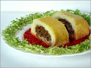 Potato roll with beef filling