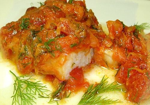 Baked fish with mushrooms