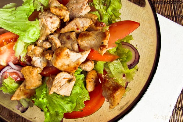 Meat salad with ginger