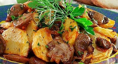 Fried mushrooms with potato