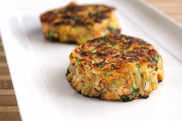 Crab cutlets with carrot and marrows