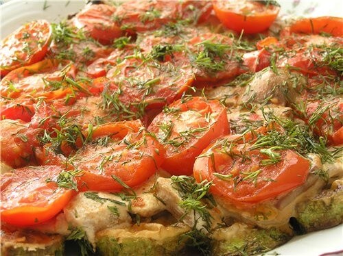 Mushrooms with tomatoes
