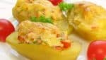 Roasted potato with chicken and cheese filling
