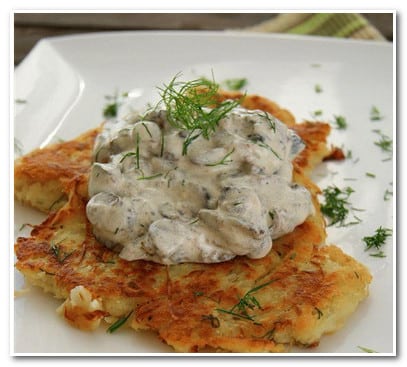 Potato flapjacks with sauerkraut