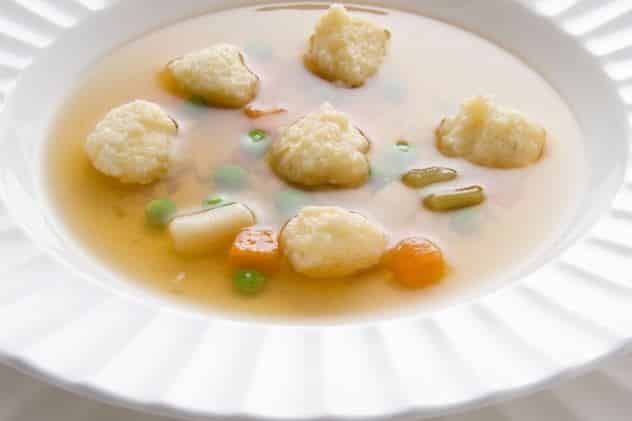 Chicken and carrot soup with dumplings