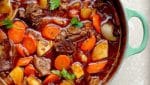 Beef, potato, and carrot soup