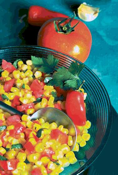 Stewed tomatoes and sweet corn
