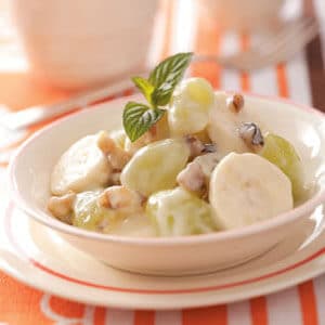 Grapes, banana, and walnuts salad