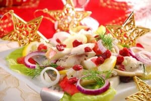 salad with herring and cranberry