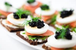 Appetizer with salmon and cream cheese