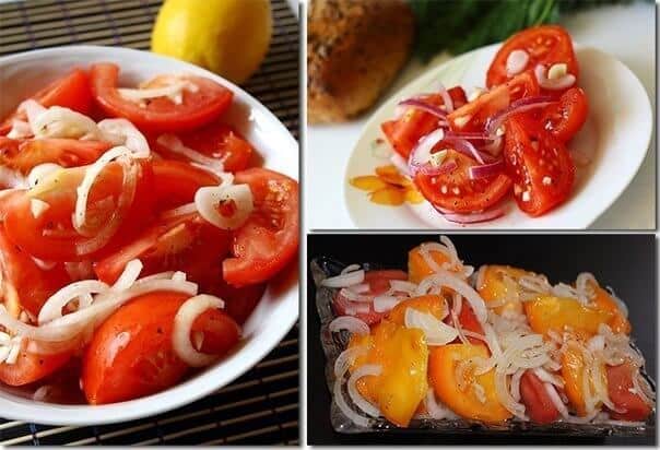 Tomato and onion salad with vinegar