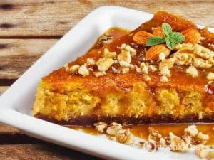Condensed milk cake with walnuts