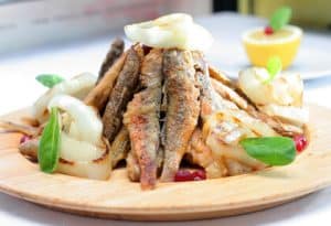 Fried goby fish