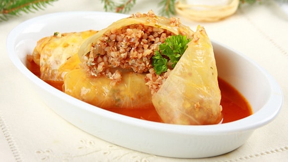 Cabbage rolls with potato and buckwheat