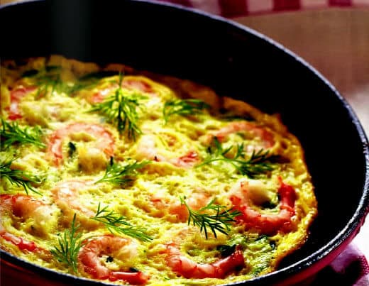 Omelette with shrimps