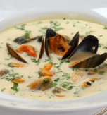 Potato and mussel soup