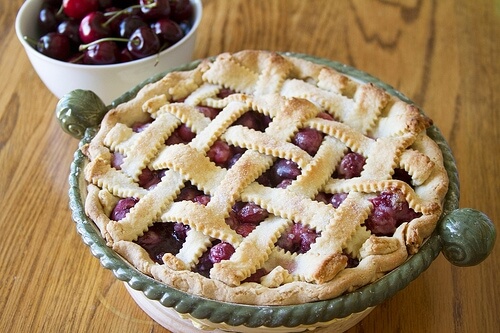 Sweet cherry pie with lattice crust