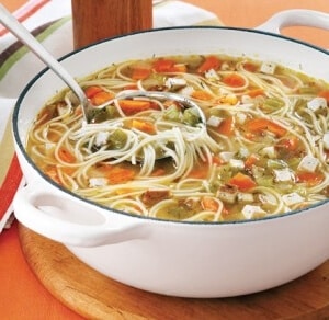 Chicken soup with thread noodles