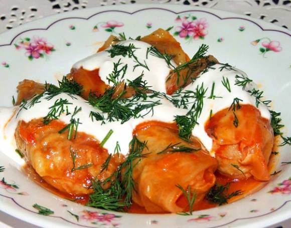 Cabbage rolls with pumpkin and rice