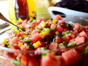 Refreshing watermelon and bell pepper salad