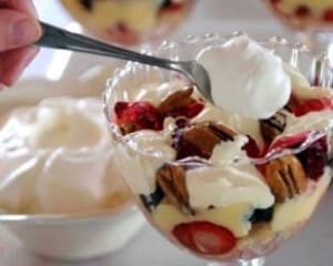 Berry dessert with whipped cream