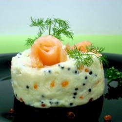 Mashed potatoes with salmon roe