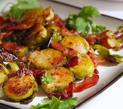 Stewed brussel sprouts with lemon juice