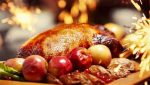 Roast duck with apples and honey sauce