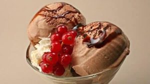 Chocolate ice-cream dessert for St. Valentine's Day