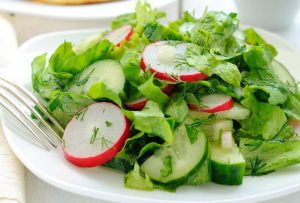 Cucumber, radish, and ramson salad