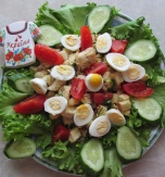 Chicken, Tomato, Cucumber, and Egg Salad