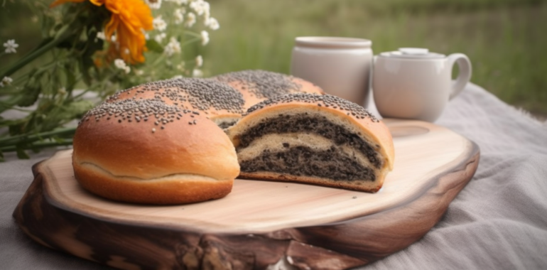 Poppy Seed Roll with Walnuts and Raisins Filling