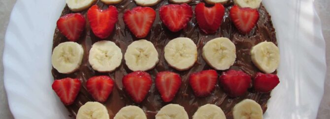 Chocolate Cake with Strawberries and Banana