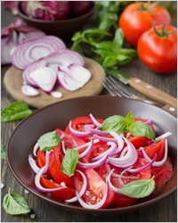 Tomato and red onion salad