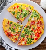 Scrambled Eggs with Sausage, Bell Pepper, and Spring Onion