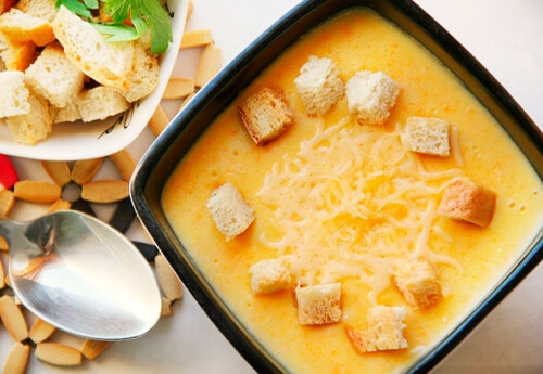 Cheese, potato, and carrot soup