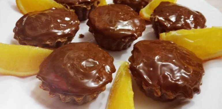 Orange chocolate cupcakes with walnuts