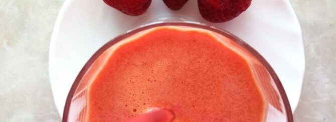 Carrot, apple, and strawberry juice