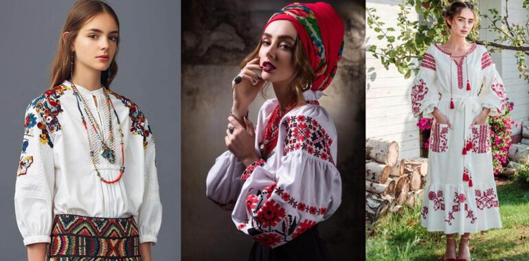 Romanian Embroidered Blouse for Women Ukrainian Ethnic Vyshivanka