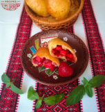 Ukrainian pyrizhky (hand pies) with strawberries