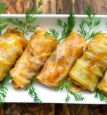 Cabbage rolls with potato and mushrooms