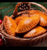 Festive pies with viburnum on Christmas Eve
